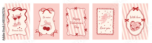 Valentine’s Day greeting cards collection. Vector illustration.