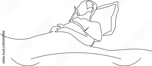 This minimalist illustration conveys a sense of relaxation and comfort, perfect for themes of sleep, recovery, or leisurely mornings.

