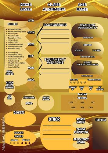 DND RPG CHARACTER SHEETS, SHEETS FOR TABLETOP ROLEPLAYING GAMES, DUNGEONS AND DRAGONS CHARACTER JOURNAL