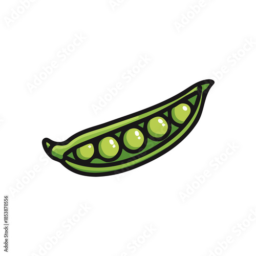 icon_of_a_green_pea_pod, Vector, eps, flat design, animation design, simple flat 2D icon, minimalist design, clipart, illustration, EPS format