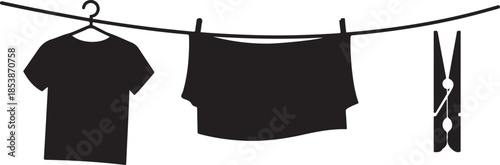 Minimalist vector graphic of drying clothes