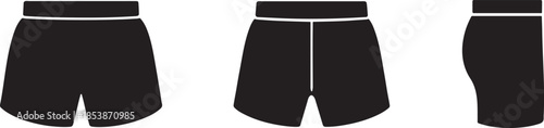 Long leg rugby shorts silhouette icon, bold sportswear vector for team apparel and fitness design.