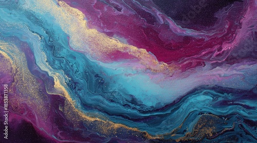 Vibrant Abstract Acrylic Pour Painting with Swirling Colors