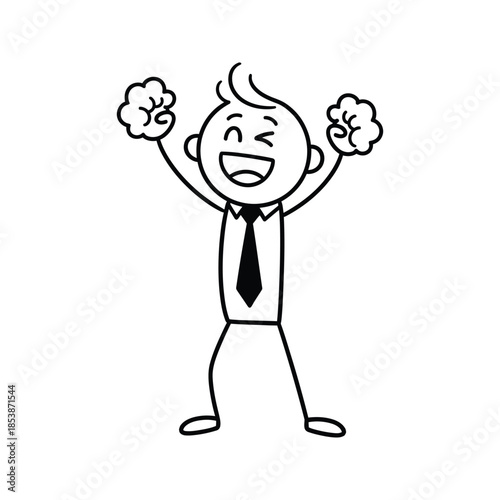 Confident businessman celebrating success with fists in air