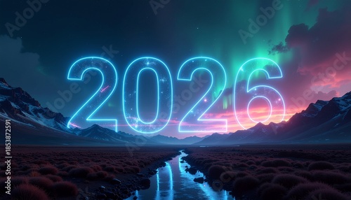Creative New Year 2026 Neon Number Design