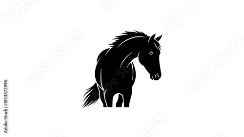 Minimal vector silhouette of horse, elegant and timeless design, isolated on white background