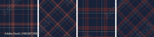 Flannel and tartan pattern set.checkered fabric texture background.