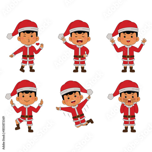cute little boy christmas vector illustration