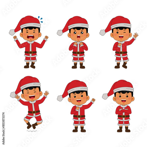 cute little boy christmas vector illustration