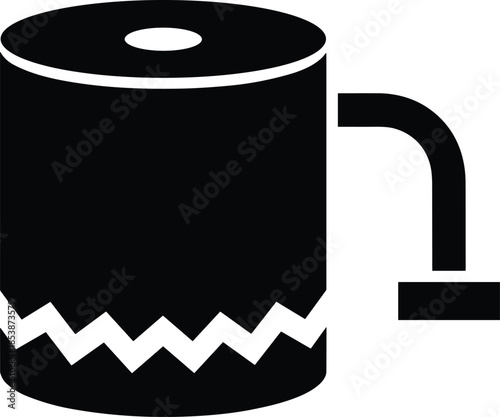 Modern minimalist toilet paper roll silhouette vector icon for janitorial services bathroom hygiene products household supplies and sanitary maintenance graphic elements.