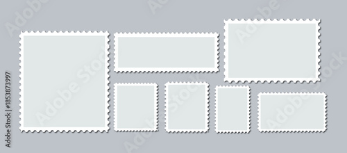 Blank Postage Stamp Frames Set with Perforated Edges