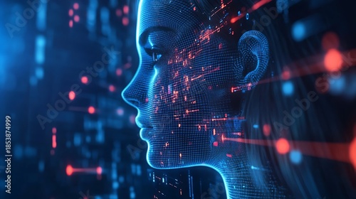 Digital portrait depicting artificial intelligence and technology concepts