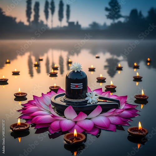 Sacred Shivling of Lord Shiva Bholenath with Divine Energy for Mahashivratri, Shravan Maas, Pradosh Vrat and Hindu Devotional Art
