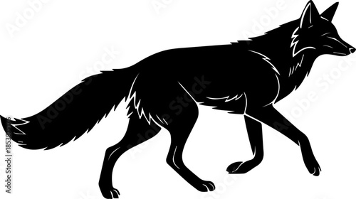 Silhouette of Walking Fox – Black and White Wildlife Vector