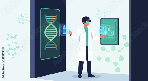 Augmented reality experience: unlocking secure medical data through virtual interfaces