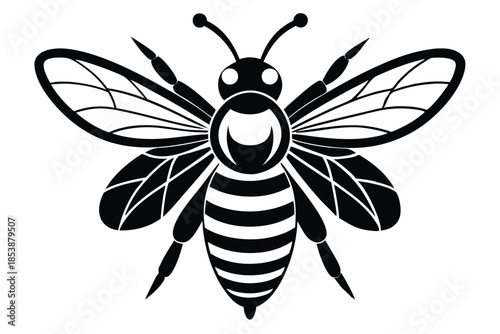 bee silhouette line art vector illustration with a white background