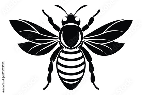 bee silhouette line art vector illustration with a white background