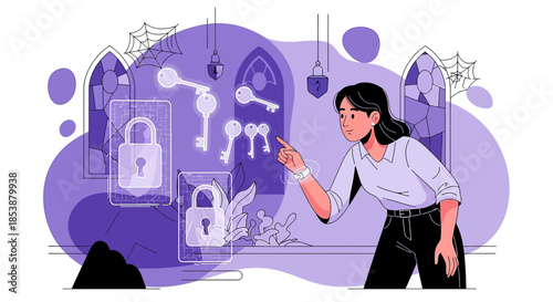 Digital Security Maze: Navigating Locks and Keys in a Conceptual Technology Landscape