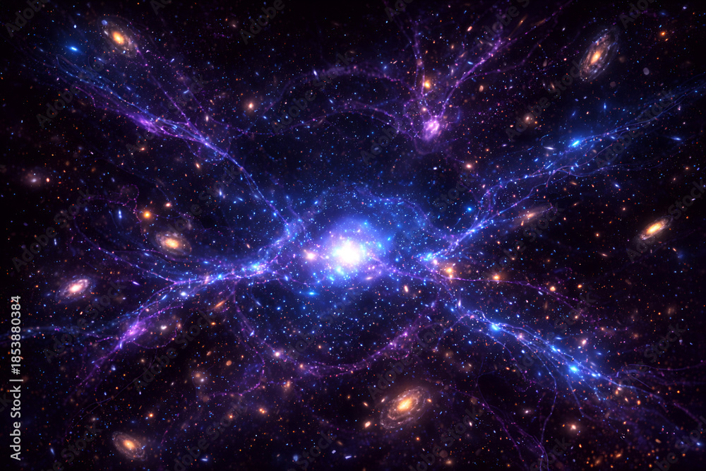 custom made wallpaper toronto digitalAbstract Dark Matter visualization of cosmic web with glowing galaxies and filaments illustrating universe structure astronomy science and cosmology concept
