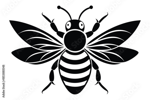 bee silhouette line art vector illustration with a white background