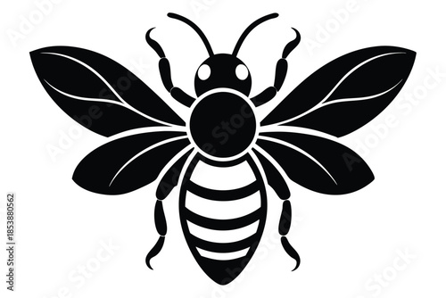 bee silhouette line art vector illustration with a white background