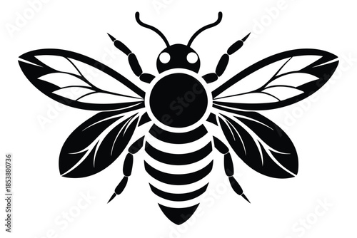 bee silhouette line art vector illustration with a white background
