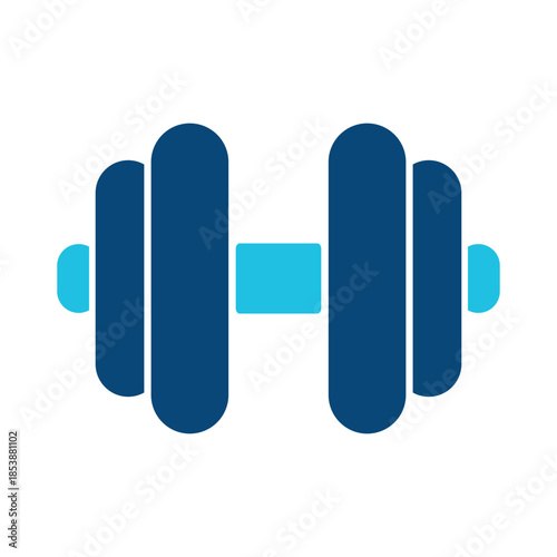 Simple solid dumbbell icon.