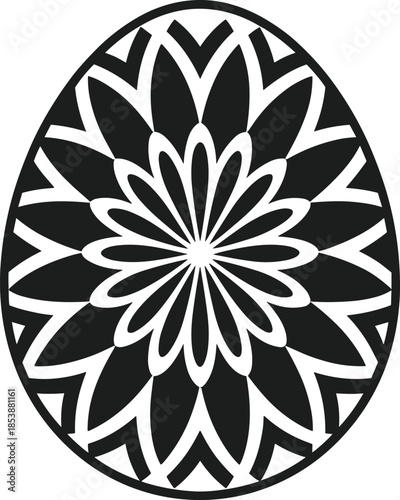 Monochrome egg mandala silhouette vector art 1