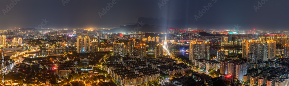 custom made wallpaper toronto digitalNight Panoramic View of Urban Skyline with Lights