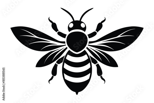 bee silhouette line art vector illustration with a white background