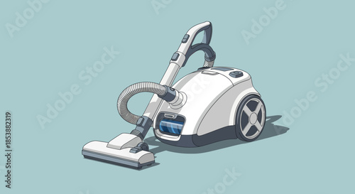 Modern white vacuum cleaner on a blue background