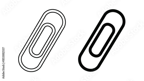 Two black paper clips displayed side by side a striking silhouette