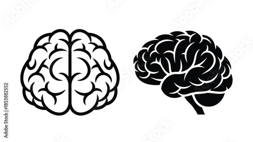 Two human brains depicted in graphic style a striking silhouette