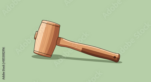 Cartoon illustration of a wooden mallet or auction gavel.