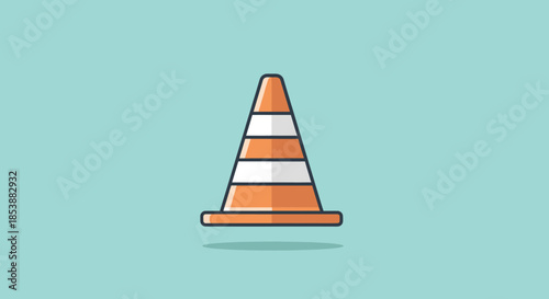 Isolated illustration of a traffic cone on a blue background.