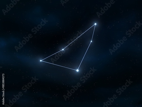 Indus constellation in the night sky. Stars connected by lines on a dark background. Astrological image.