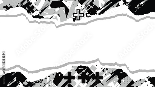 Modern Abstract Urban Grunge Background with Torn Paper Effect and Geometric Shapes