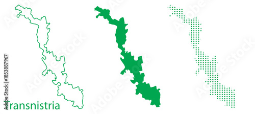 Transnistria Map Vector Set, Eastern Europe Outline Silhouette Dotted Green Shapes, Transnistria Country Infographic Template, Editable EPS Transnistria Geography