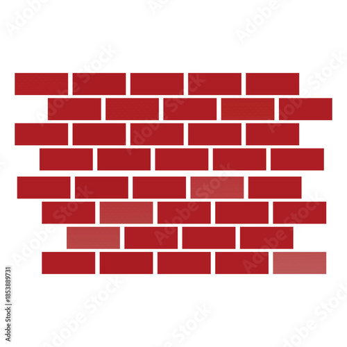 Brick Wall Clipart – Red Rectangular Masonry Pattern with Staggered Rows and Color Variation
