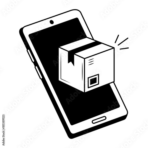 A hand drawn style illustration showing a shopping app
