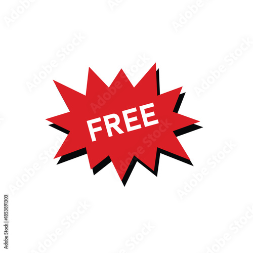 Free offer label. shopping banner. discount tags. special offer. free sticker illustration. red promo label, sticker, button, stamp, coupon, ribbon, mark, label