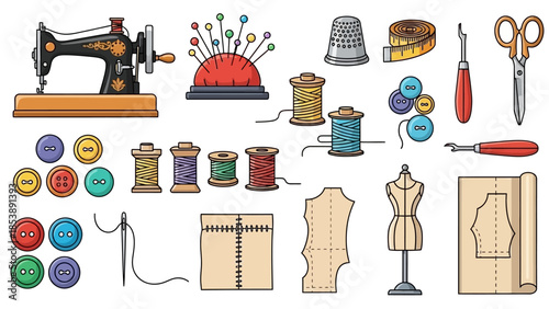 Vibrant sewing tools and supplies for creative projects