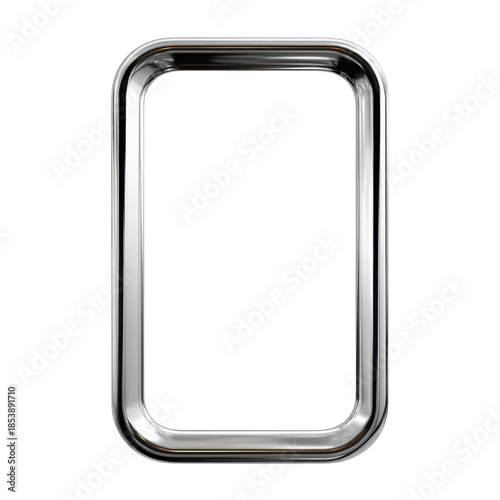 Sleek silver metallic frame with rounded corners on black background