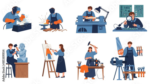 People working in various creative and industrial professions
