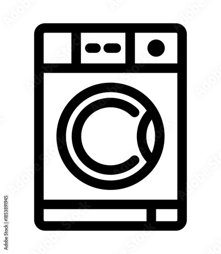 Washing mashine icon. Line vector illustration