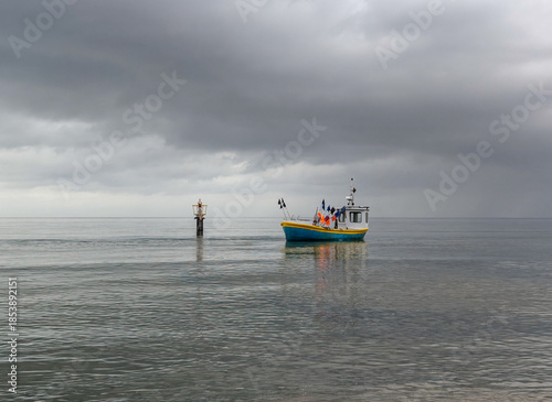 Wallpaper Mural The small boat close to the Sopot beach, Poland. Baltic sea Torontodigital.ca