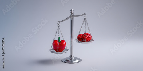 Heart brain balance scale decision choice emotion logic