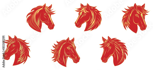 Collection of horse heads for Chinese New Year celebrations
