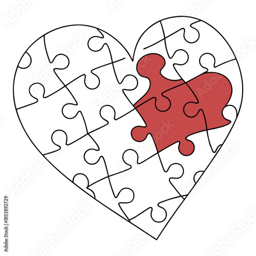 Heart puzzle with missing piece