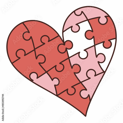 Puzzle pieces forming a heart